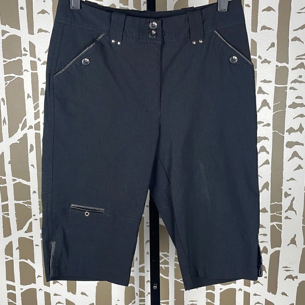 Jamie Sadok Bermuda Golf Shorts Faux Leather Trim sz 4